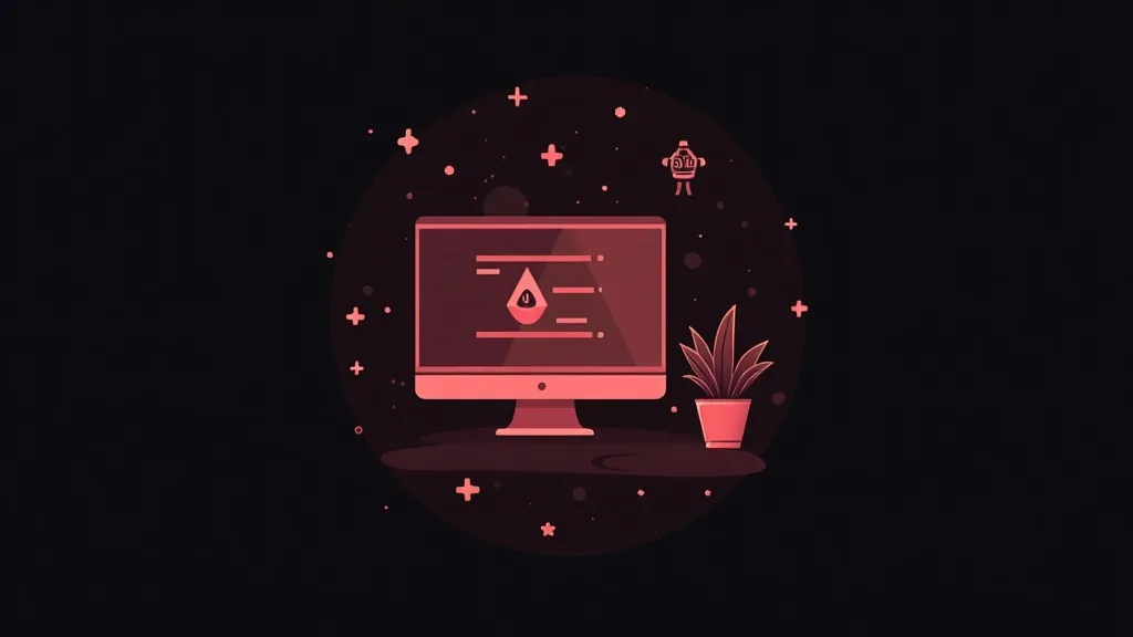 Računar sa ikonom kapi krvi i biljkom - simbolika web dizajna za startupe na malom budžetu