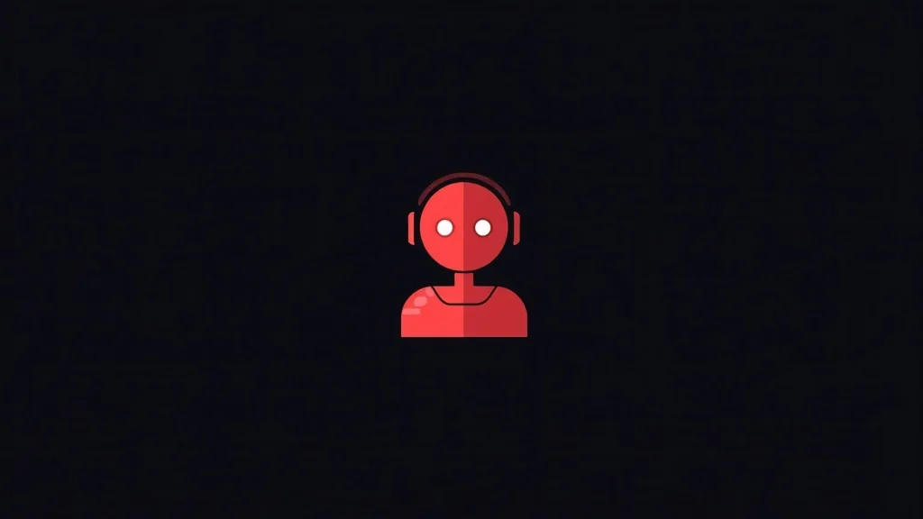 Crveni AI chatbot ikona sa slušalicama - digitalni asistent za automatizaciju poslovanja