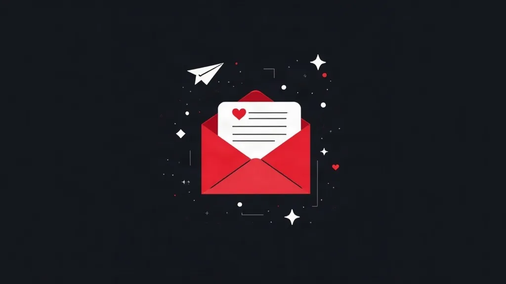 Crvena koverata sa ljubavnom porukom i avionom - ilustracija email marketinga i automatizovane newsletter kampanje
