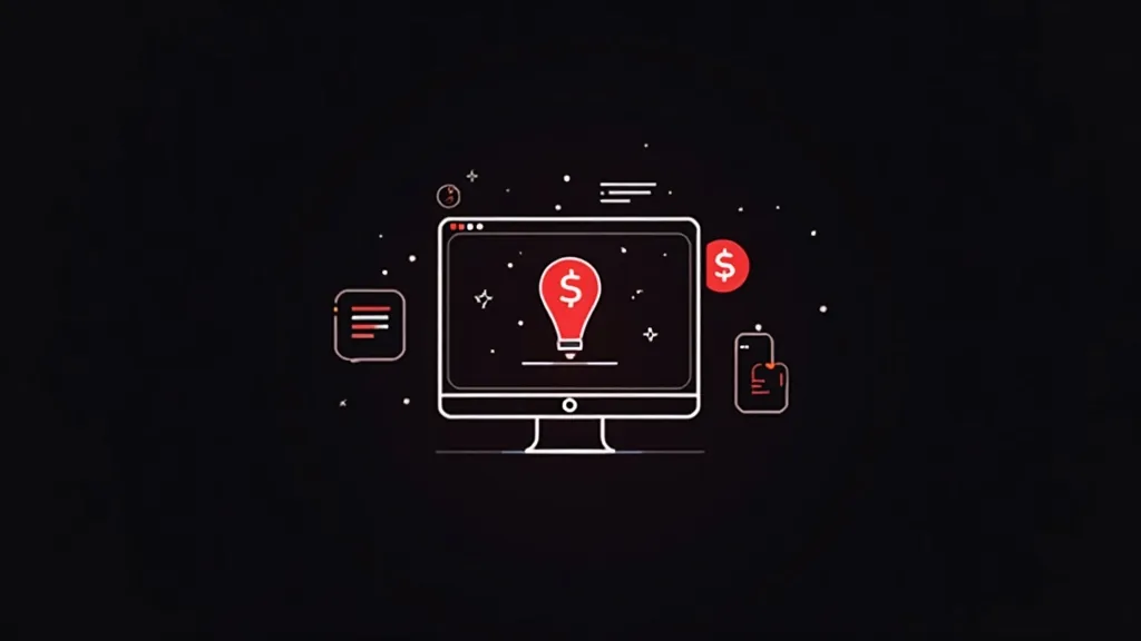 Digitalni marketing za mali biznis - ikona sa računarom, mobilnom aplikacijom i simbolima novca