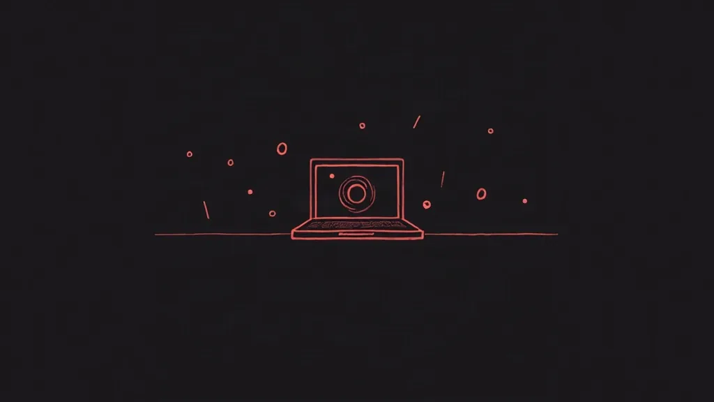 Laptop sa kamerom i simboli kvaliteta - ilustracija za SEO optimizaciju sadržaja na vebsajtu
