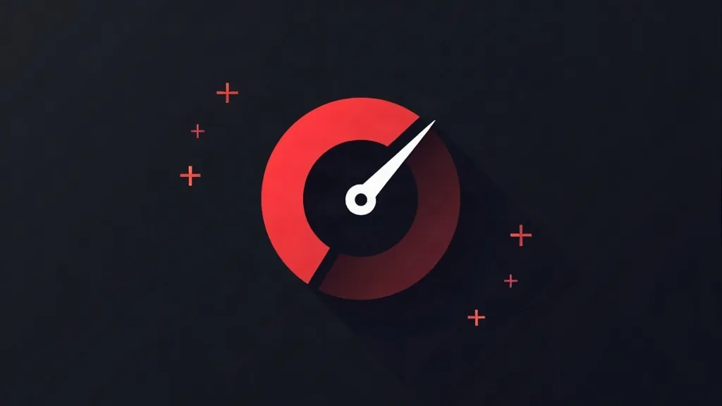 Crveni speedometer sa iglom koja pokazuje brzinu - simbolika tehniškog SEO-a i optimizacije brzine sajta