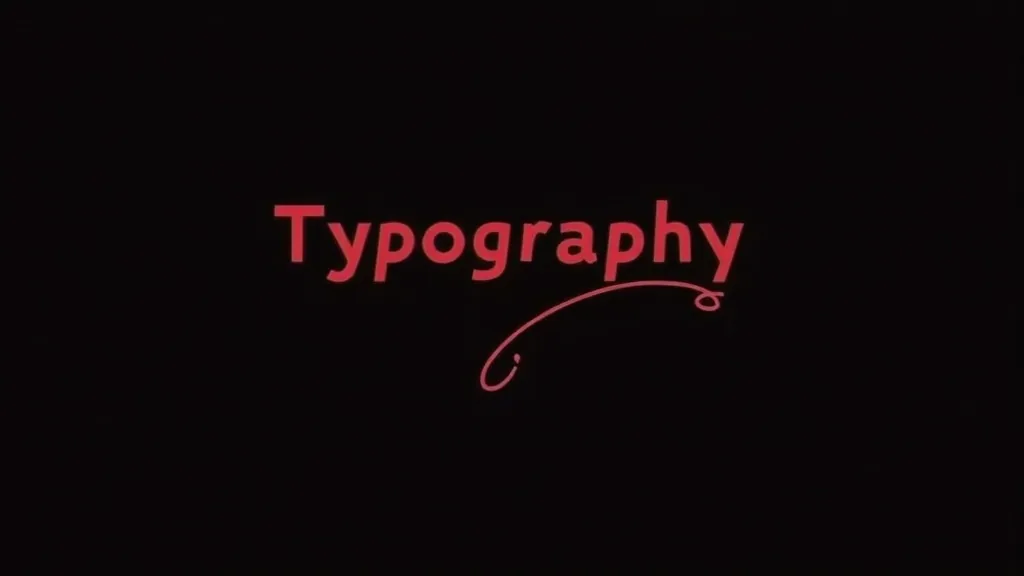 Crveni napis "Typography" sa dekorativnom linijom na crnoj pozadini za blog o tipografiji u brendingu